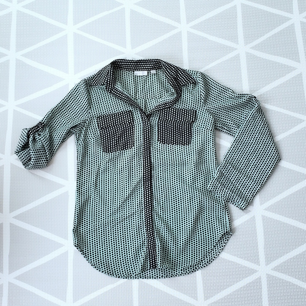 🛍New York and Co Mint and Black Blouse
